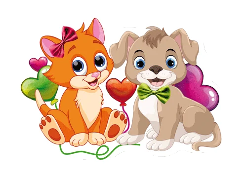 Плакат "Котенок и щенок"