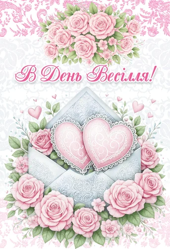 Листівка "В день весілля!"