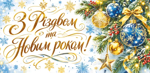Конверт для грошей "З Різдвом та Новим Роком!"